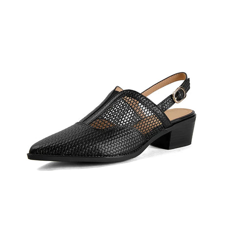 Neue Sommer-Hausschuhe, Sommerschuhe, spitze Zehenpartie, Pantoletten mit klobigen Absätzen, Sandalen für Damen, handgefertigt, zwei Möglichkeiten, Sommersandalen zu tragen 