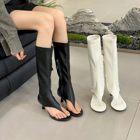 Mode Frauen Sandalen Stiefel Clip Toe Sommer Draußen Abendschuhe Dünne High Heels Seitlicher Reißverschluss Party Pumps Schuhe Frau Pantoletten 35-39 