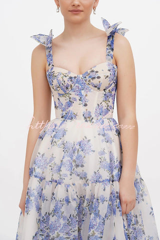 Fairytale Itself Organza-Maxikleid mit Blumenmuster und Bindeträgern 