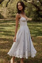 Elegant Embroidered Cutout Cami Maxi Dress