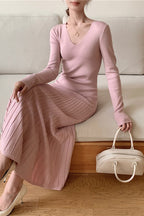 Vintage Knit Fitted Mermaid Hem Maxi Dress