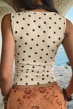 Retro Polka Dot Square Neck Tank Top