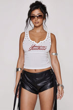 Rhinestone Cutout Slim Sleeveless Chic Tank Top