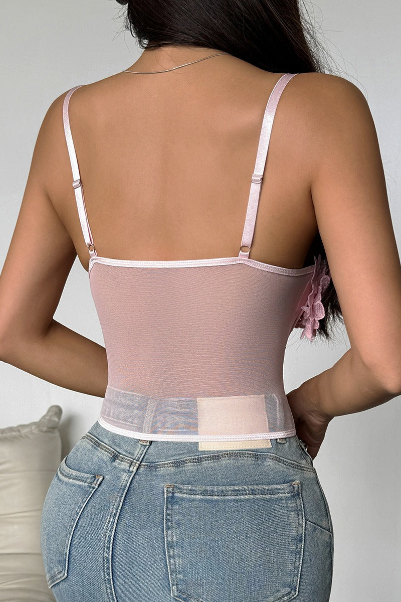 Floral Mesh Sexy Bustier Cami Top