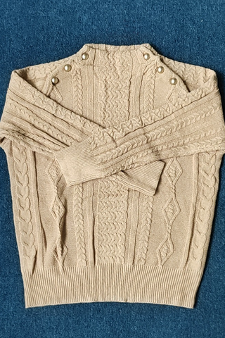 Suéteres casuales de cuello alto con hebilla y retazos sólidos 