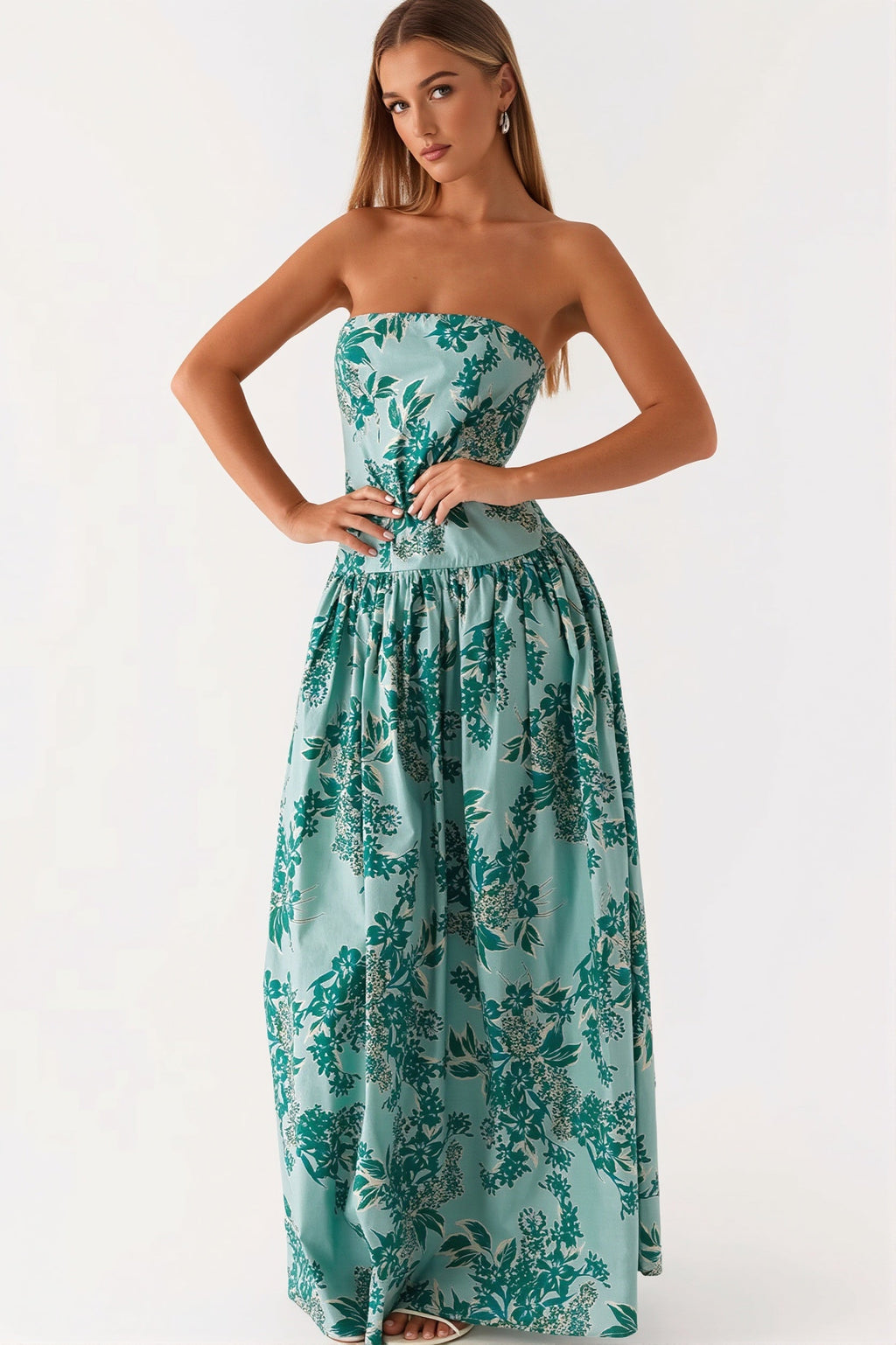 Printed Bandeau Bodycon Maxi Dress