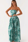 Printed Bandeau Bodycon Maxi Dress