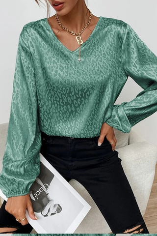 Modische Blusen mit elegantem Patchwork-Print und V-Ausschnitt (9 Farben) 