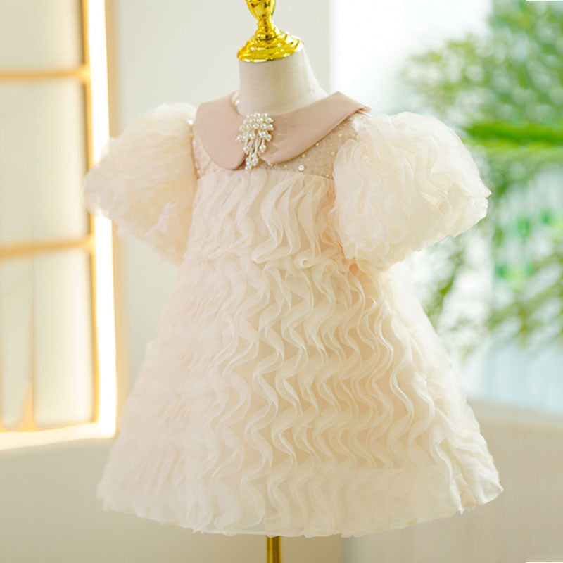 Baby Girl Wedding Party Puff Sleeve Doll Collar Communion Princess Dress