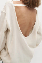 Cotton Pullover Open-Back Loose Sexy Knit Top