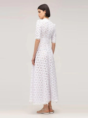 V-Neck Maxi Dress Half Sleeves Casual Floor Length Dress