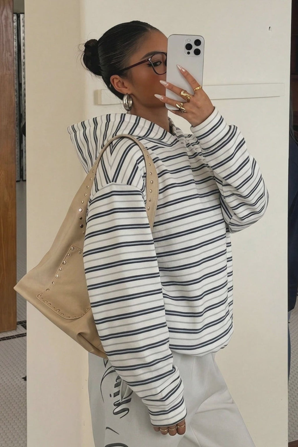 Striped Colorblock Pullover Hoodie