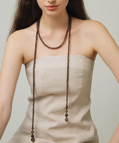 Collar de cuentas doradas de cobre y chocolate para mujer 