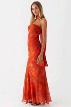 Floral Tie Fishtail Vacation Maxi Dress