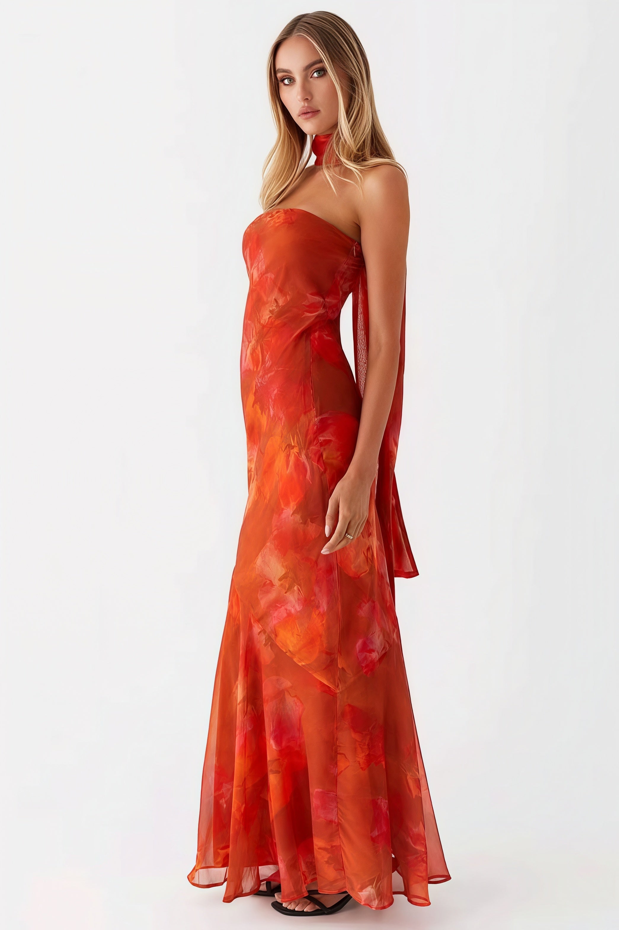 Floral Tie Fishtail Vacation Maxi Dress