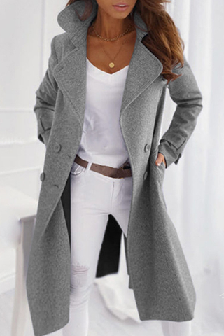 Casual Elegant Solid Patchwork Buckle Turndown Collar Outerwear(5 Colors)
