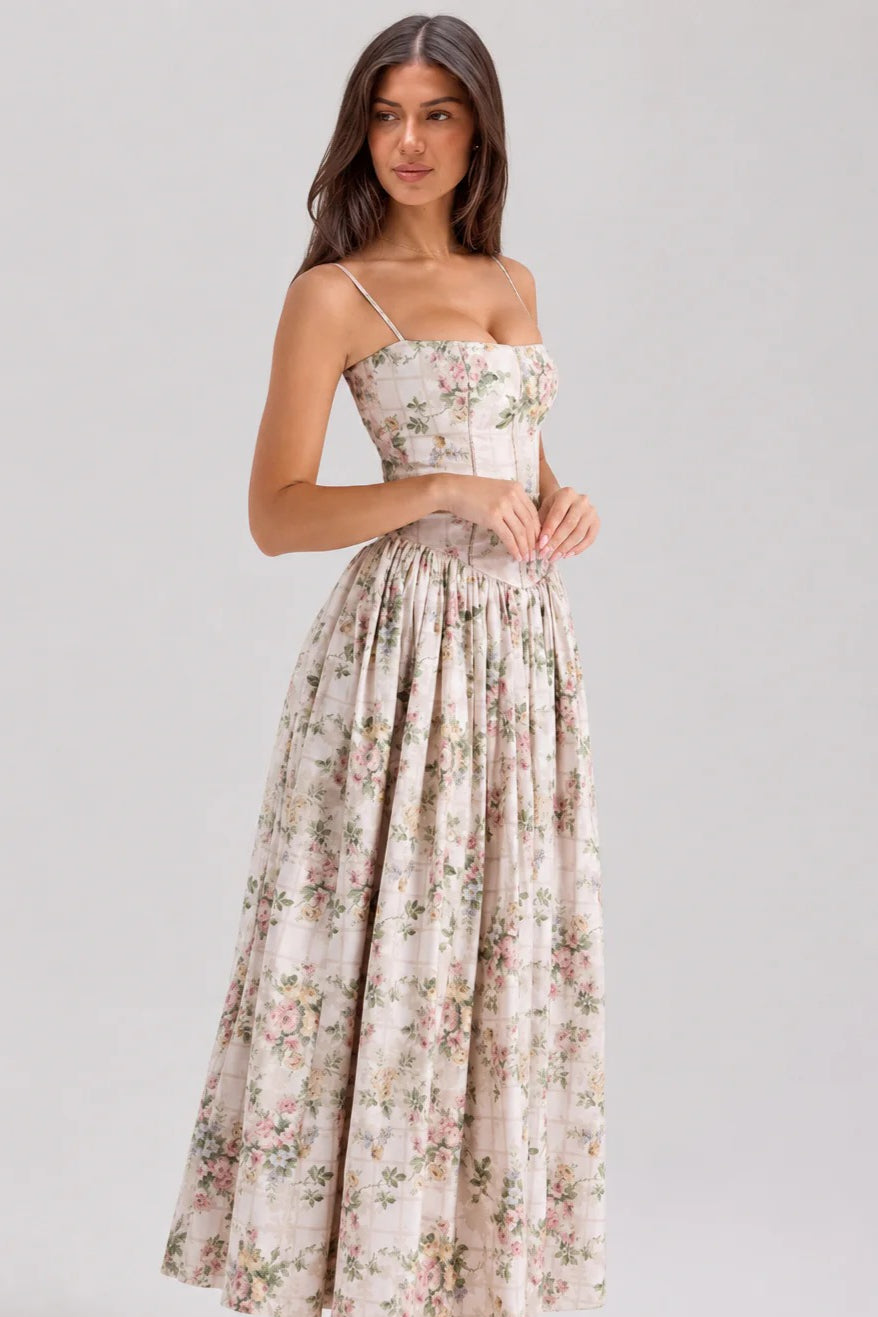 Sexy Floral Cami Bodycon Maxi Dress