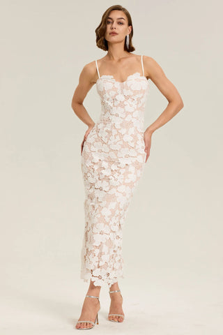 Amanda Maxikleid aus Spitze mit Blumenstickerei 