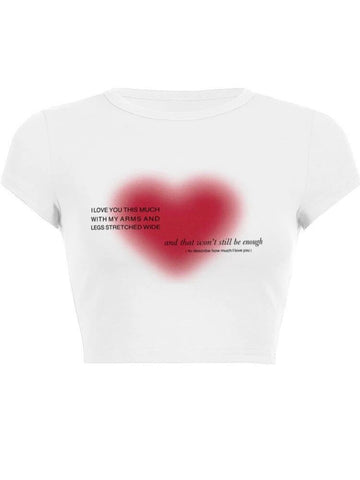 Camiseta con estampado de corazón estético para mujer, camisetas de anime kawaii de los 90, camisetas de manga corta de verano, ropa urbana Kpop Y2K para mujer 