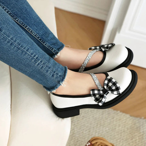- Blau Rosa Weiß Lolita Stil Süße Mädchen Student Mary Jane Schuhe Frauen Runde Zehen Plattform Plaid Schleife JK Uniform Flats Loafers 42 