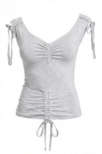 Morandi Solid Drawstring Fitted Blouse