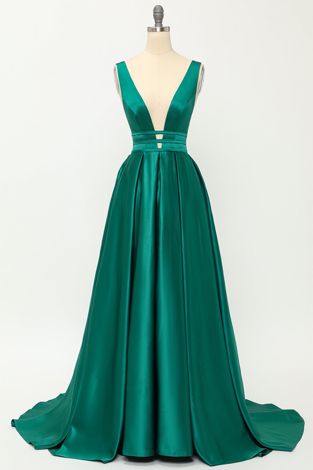 Langes, rosafarbenes Satin-Abendkleid