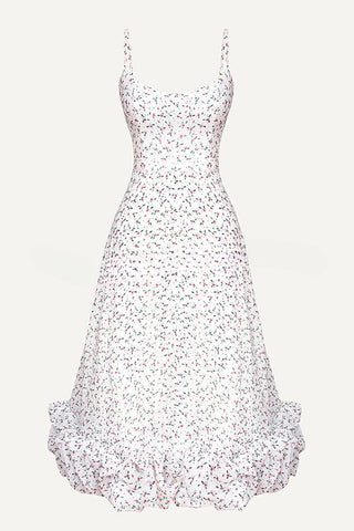 Vestido midi para banquete, fiesta, bustier con volantes y estampado floral de Spotlight Delight 