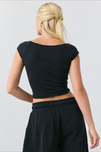 Cropped Fitted Retro Polka Dot T‑shirt