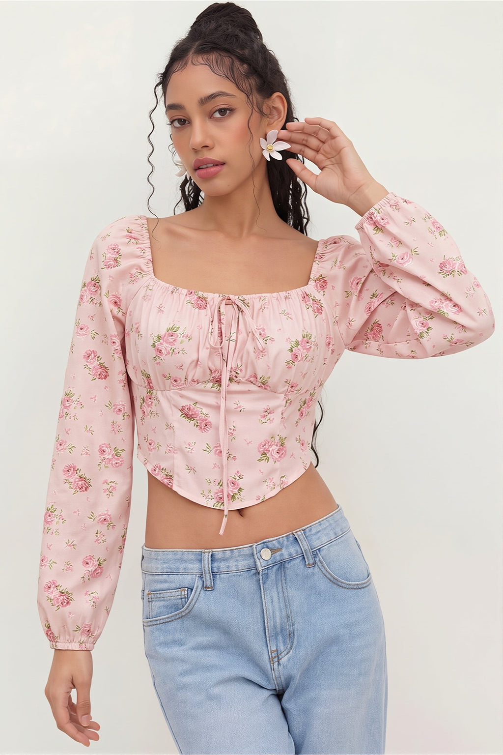 Elegant Floral Long Sleeve Blouse
