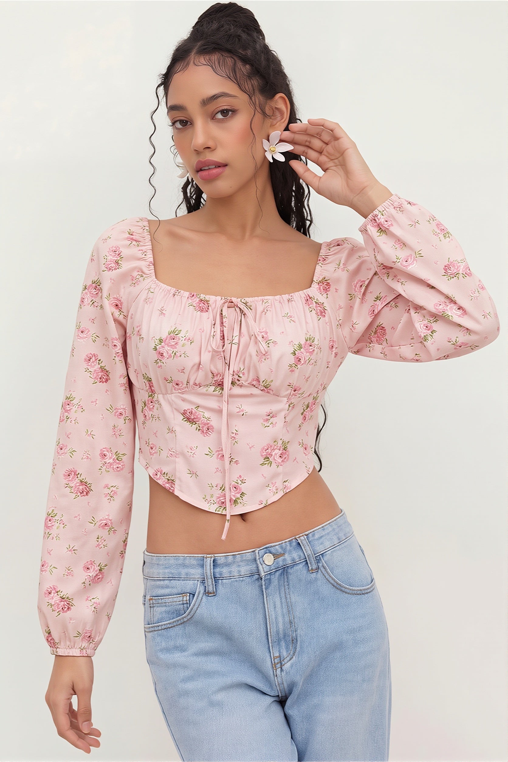 Elegant Floral Long Sleeve Blouse