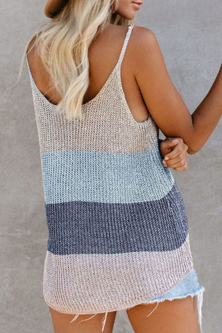 Tops de cuello en U con patchwork a rayas de moda urbana (11 colores) 
