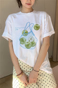 Casual Loose Fresh Printed T‑shirt