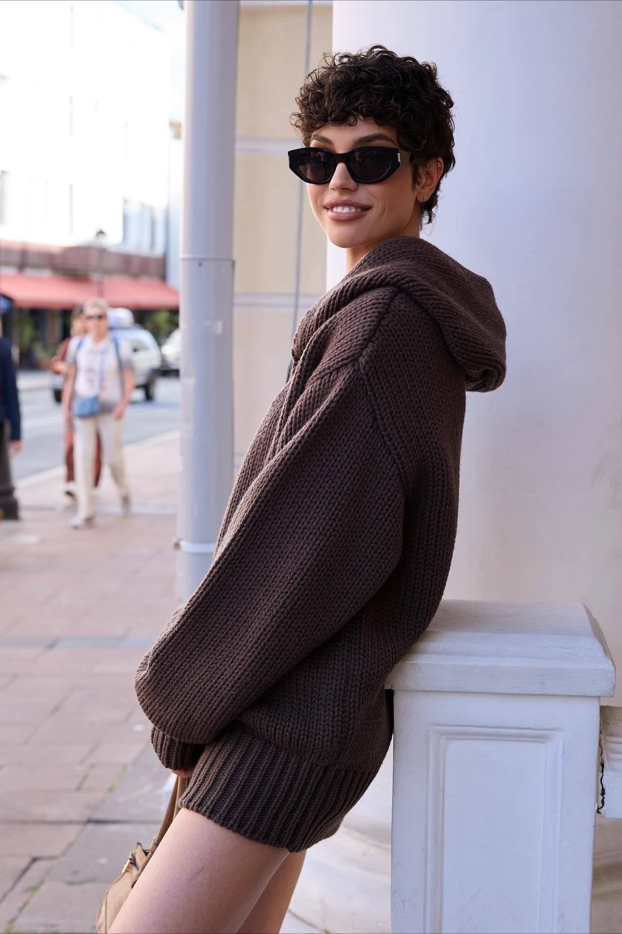 Vintage Asymmetrical Zipper Solid Loose Comfort Sweater