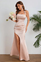 Halter Neck Hollow Out Split Maxi Dress