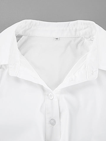 Loose Puff Sleeves Asymmetric Solid Color Split-Joint Lapel Blouses&Shirts Tops