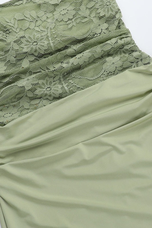 Lace Splice Bodycon Tube Maxi Dress