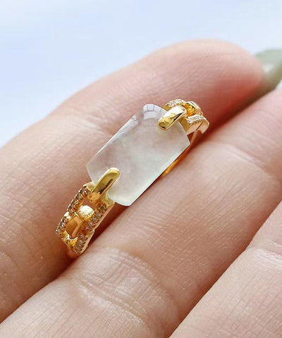 Anillos modernos de calcedonia en oro cian de 18 quilates 