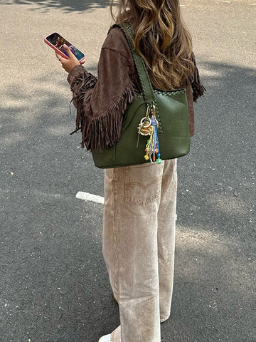 Chaqueta corta con flecos y solapa estilo vaquero occidental 