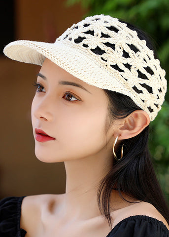 Handmade Women Khaki Hollow Out Knitting Hat