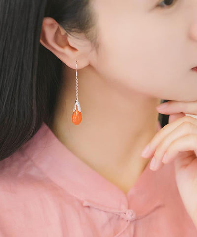 Damen-Ohrringe aus Sterlingsilber mit Jade-Quaste 