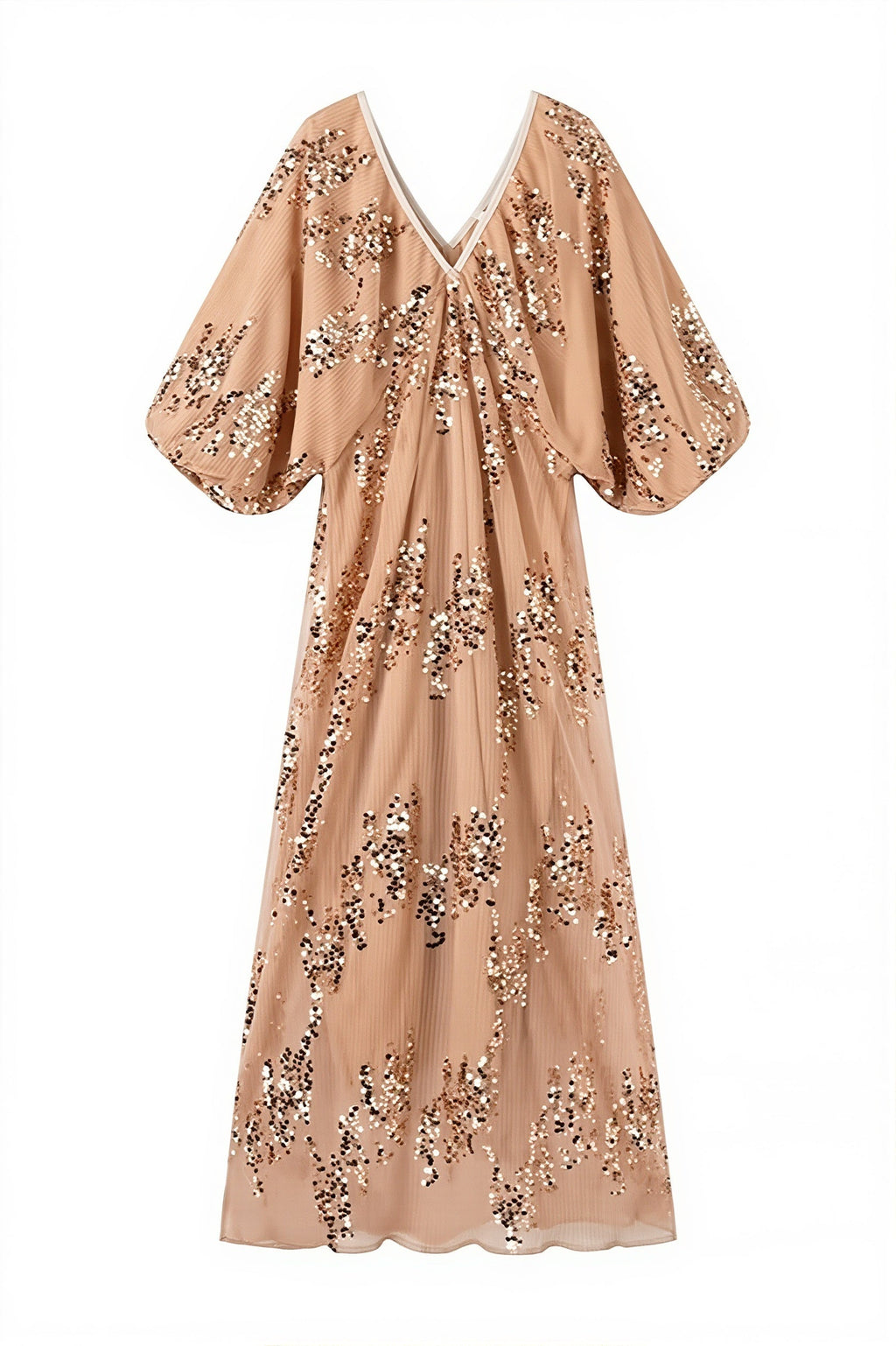Sequin Deep V-Neck Maxi Dress