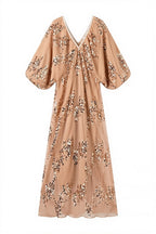 Sequin Deep V-Neck Maxi Dress