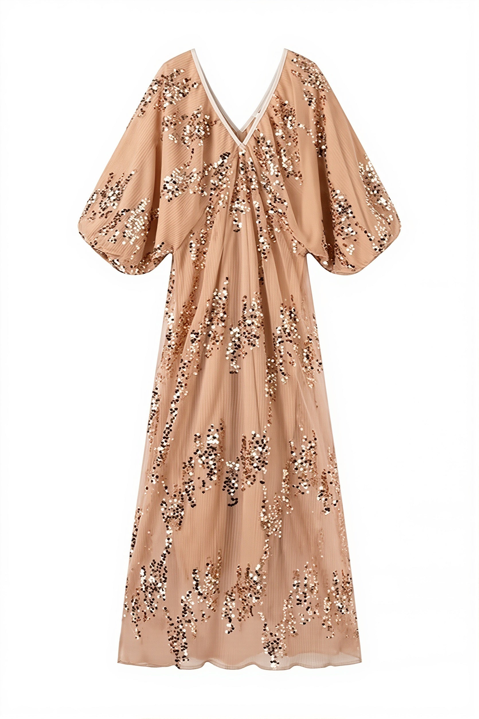 Sequin Deep V-Neck Maxi Dress