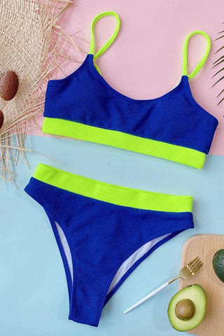 Tankini morado con cuello en U bohemio de moda 