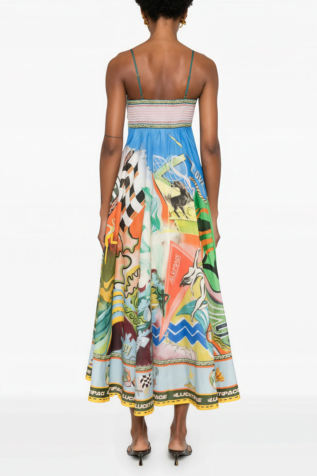 High Waist Print Cami Casual Maxi Dress