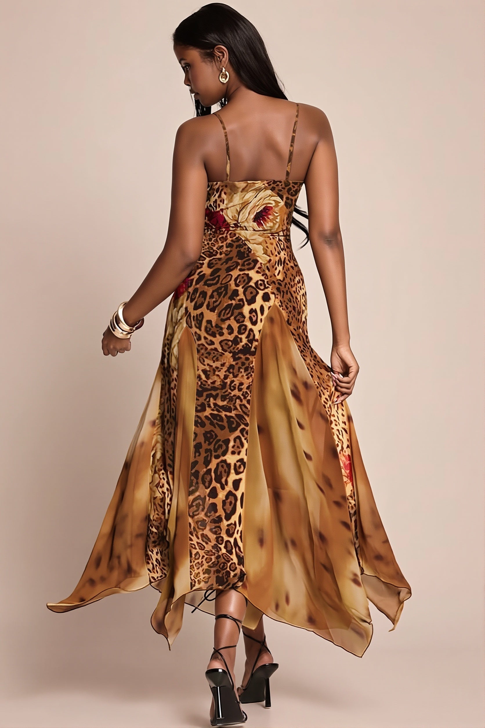 Mesh Splicing Cami Wild Maxi Dress