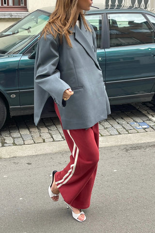 Oversize-Blazer mit Seitenschlitz Stahlblau 