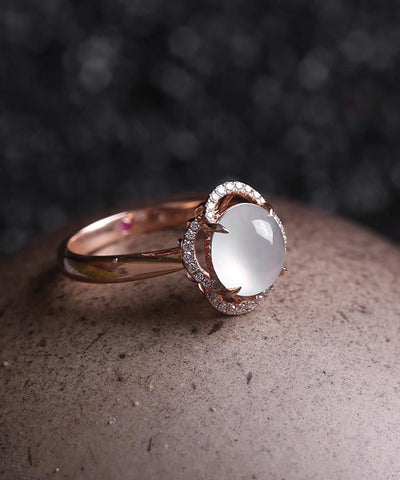Anillos de jade y circonitas dorados en plata de ley rosa DIY 