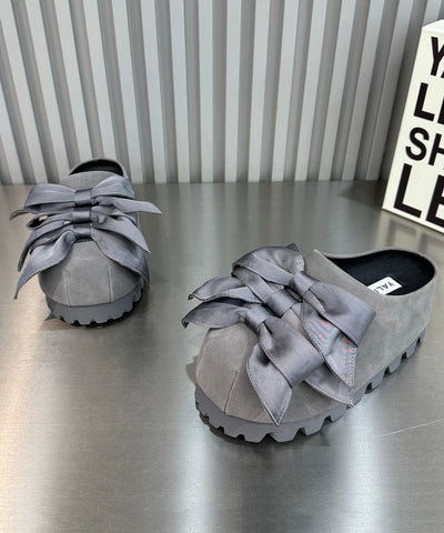 Fashion Yellow Bow Versatile Platform Bottom Slippers