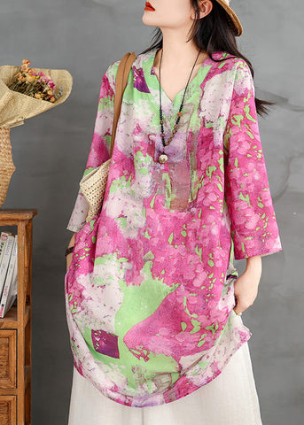 Vestidos de algodón con cuello en V y estampado para mujer, de media manga y pulsera